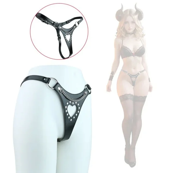 Women's BDSM-style Thong Underwear an Interactive Body Restraint Product Designed for Leather Enthusiasts. 18+ Adult Lingerie