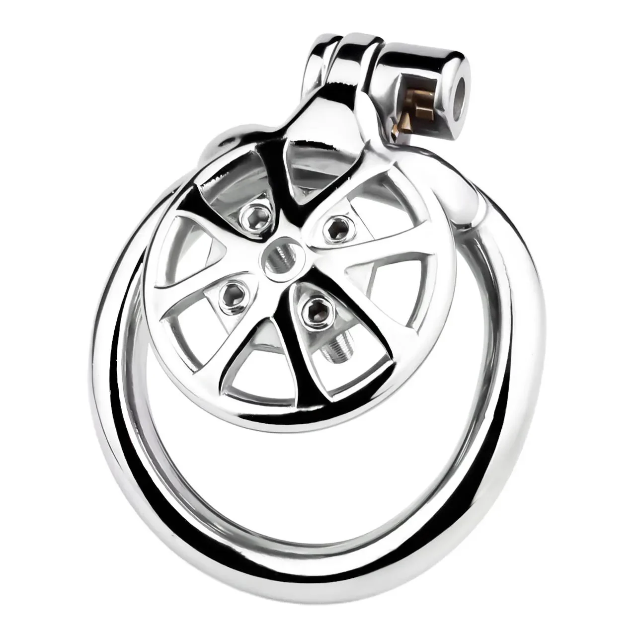 stainless steel off-road wheel shaped chastity cage hollow breathable skin-friendly safe With catheter SM sex toy for man