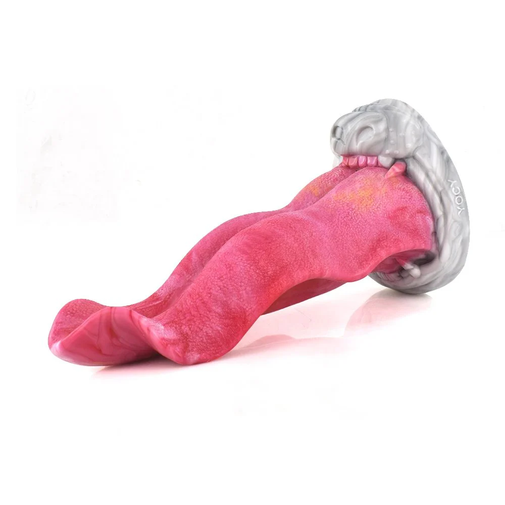 Silicone Penis Artificial Sex Toy Imitated Tongue Dildo Clitoris Massager with Sucker for Women