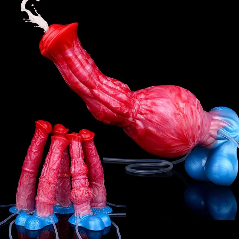 Silicone Inflatable Ejaculation Penis With Suction Cup Fantasy Squirting Horse Anal Plug Women Men Sex Toys
