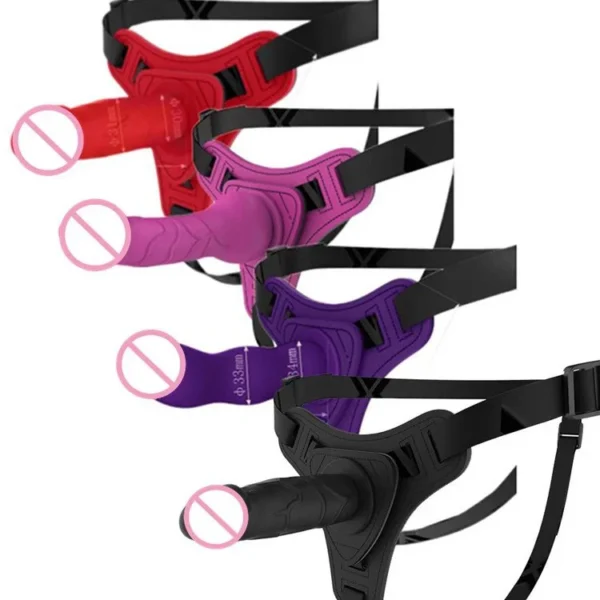 Silicone Leather Sex Bondage Penis Strap on Dildo With Belt Sex Toys for Lesbian Gay