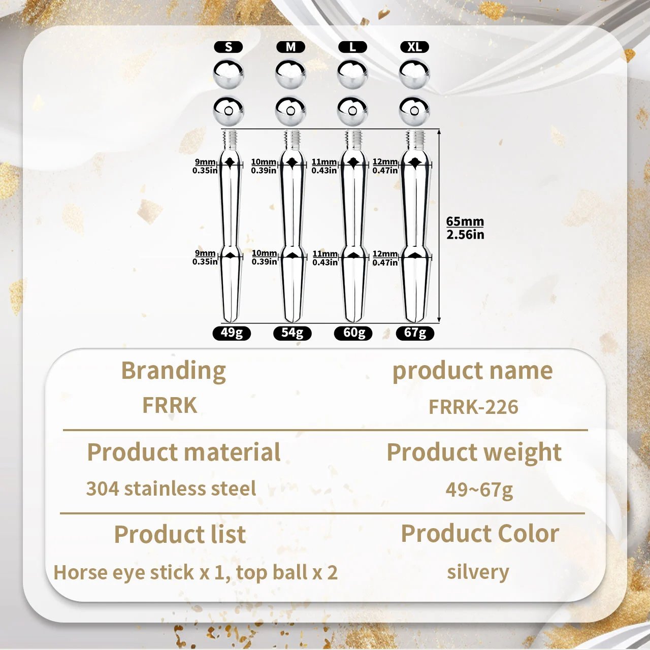 304 Stainless Steel Horse Eye Stick with 4 Sizes Sexual Abuse Urethral Dilatation Equine Eye Irritation Sex Toy for Man