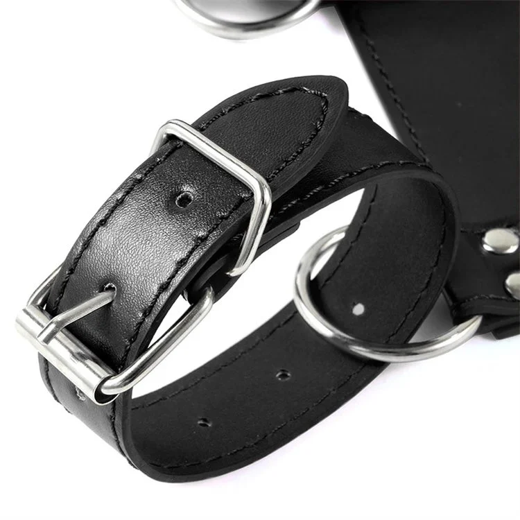 Bondage Set Erotic Sex Toys PU Leather Adjustable Back Hand Collar Handcuffs Female