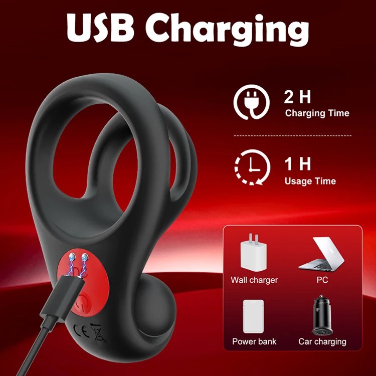 10 Frequency Male Penis Delayed Ejaculation Cock Ring Vibrator for Male Masturbation