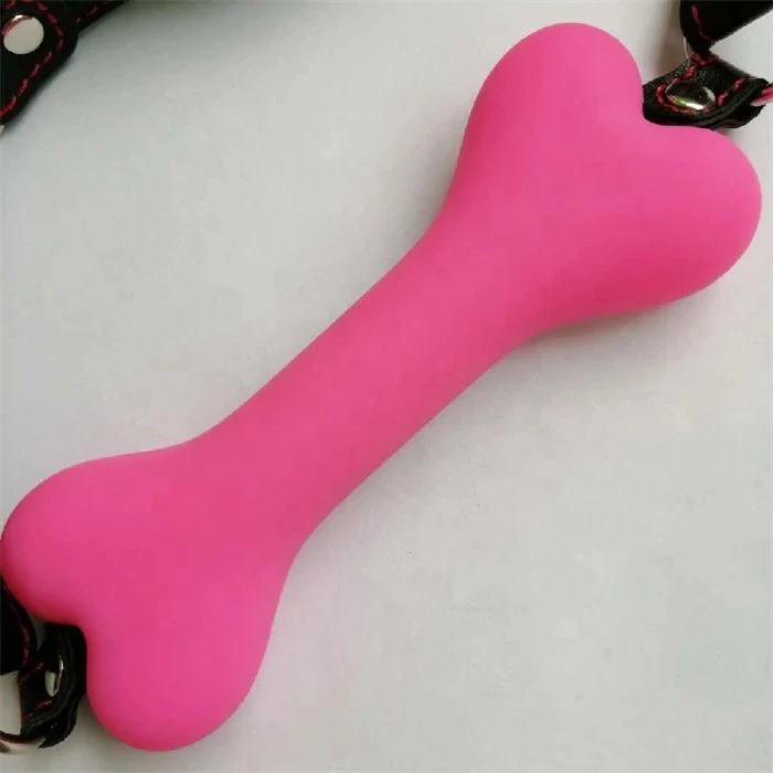 Bondage Fetish Slave Restraints Leather Dog Bone Mouth Gag Handcuff Whip Collar Mask for Couples and Sex Games