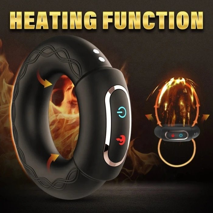 APP Controlled Men's Adult Penis Ring 10 Frequency Heating and Vibrating Cock Ring With Delay Time Feature