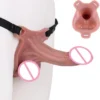 Adult Men Strap-On Penis Sleeve Realistic Hollow Dildo Wearable Dick Extender Harness Belt Sex Toy for Men