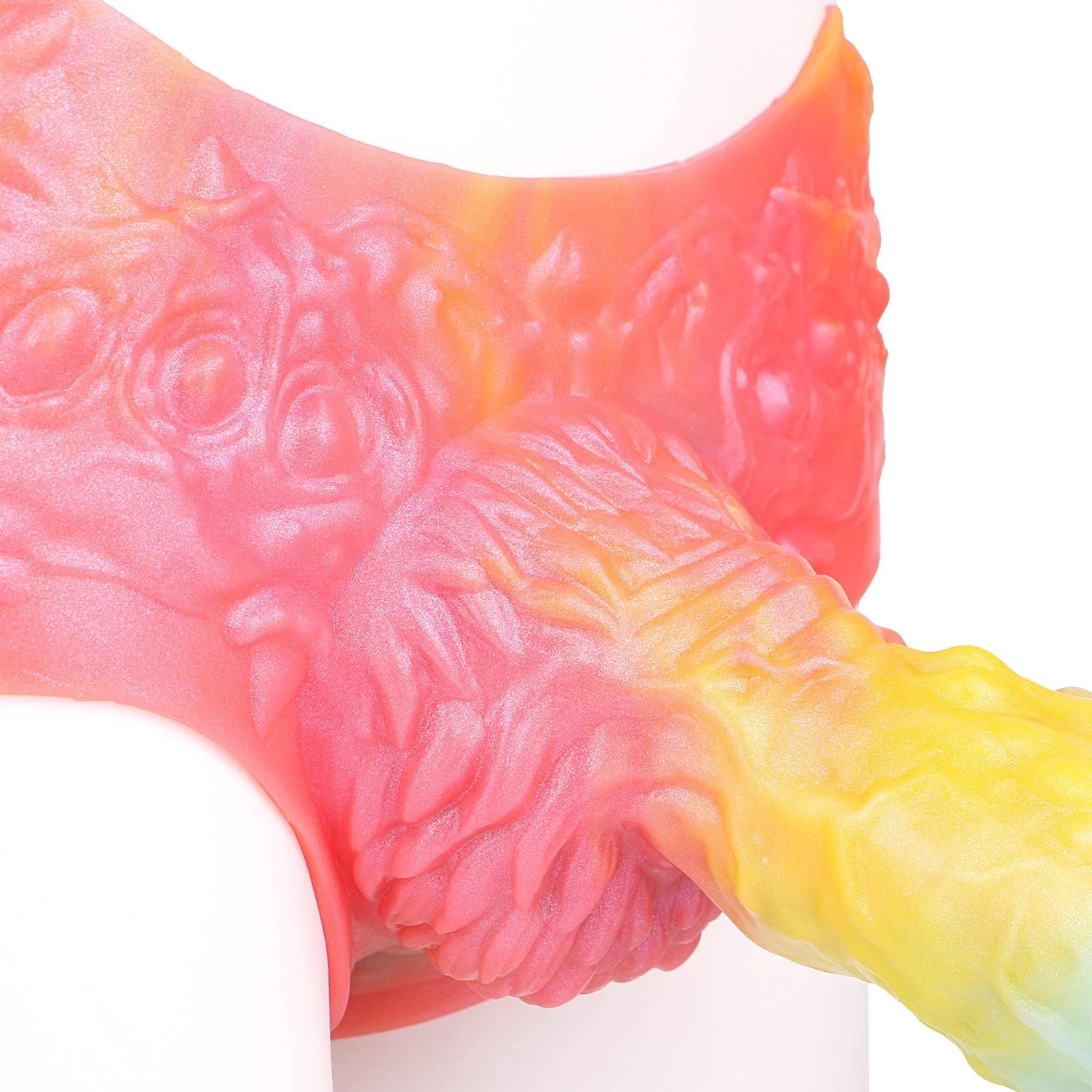 Colorful Flames Illusionary Rainbow Wearable Hollow Penis Sleeve for Effective Penis Enlargement Silicone Sex Toy