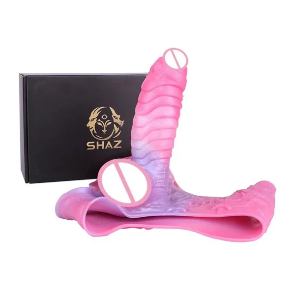 Series Male Wearable Penis Extender Dream-Colored Hollow Silicone Leather Pants Sex Toy for Men