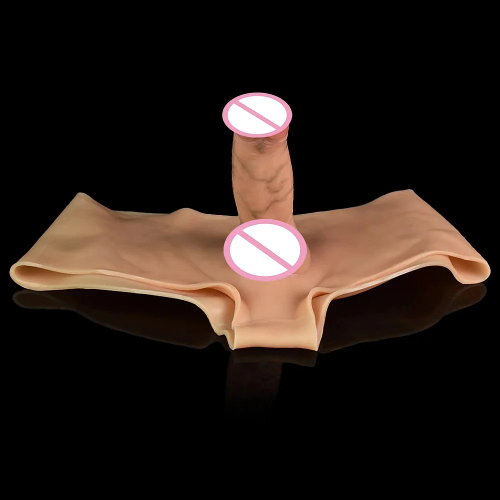 Realistic Wearable Solid Dildo Pants G-Spot Stimulator Lifelike One-Piece Penis Silicone Solid Pants Sex Toys for Lesbian