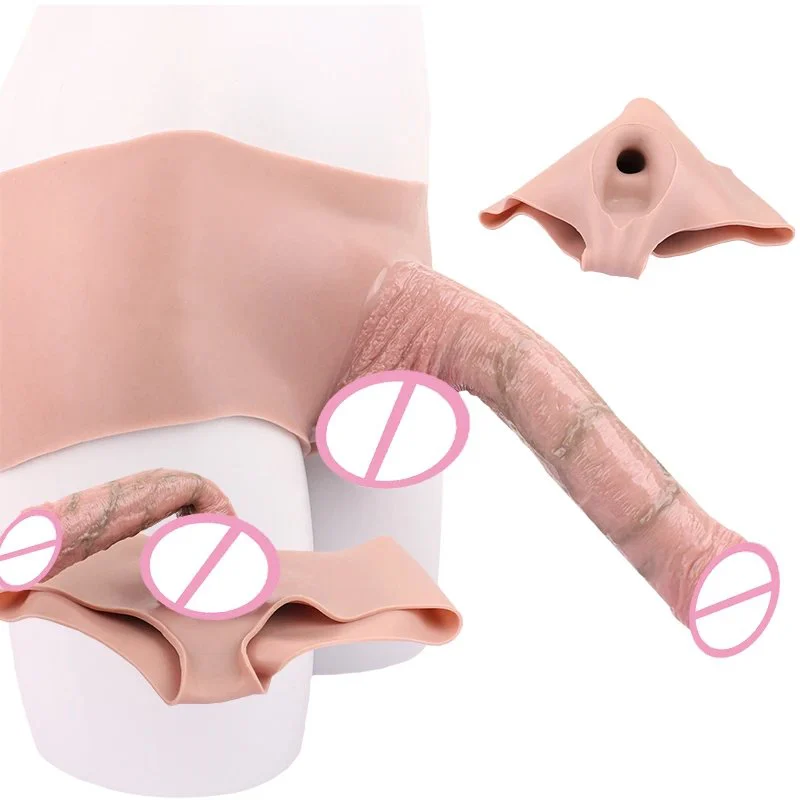 Huge Realistic Strap-on Hollow Dildo Wearable Penis Sleeve Pants for Men Women Gay Lesbian Adult Silicone Sex Toy