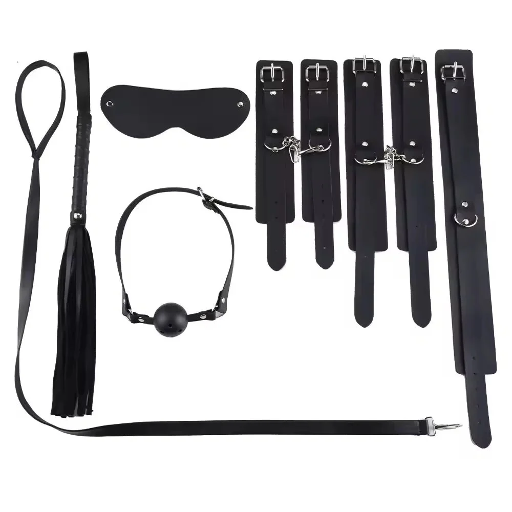 Set bundled handcuffs couple props sp training mouth ball adult sex toys sex aids