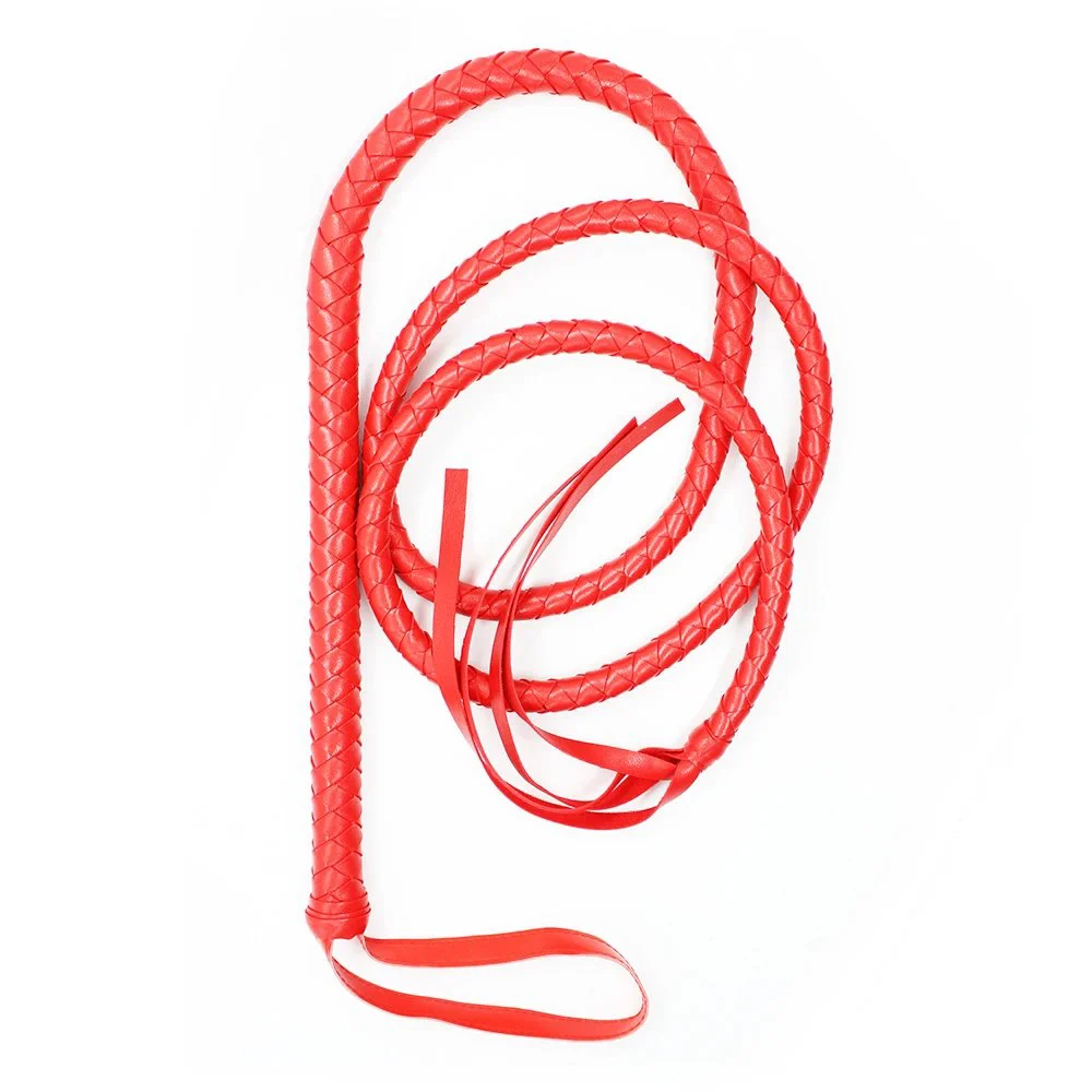 Snake Whip Sex Toys Black and Red Leather Braided Whip Couple Adult Sex Props 1.9m Long Snake Whip Sexy Toys
