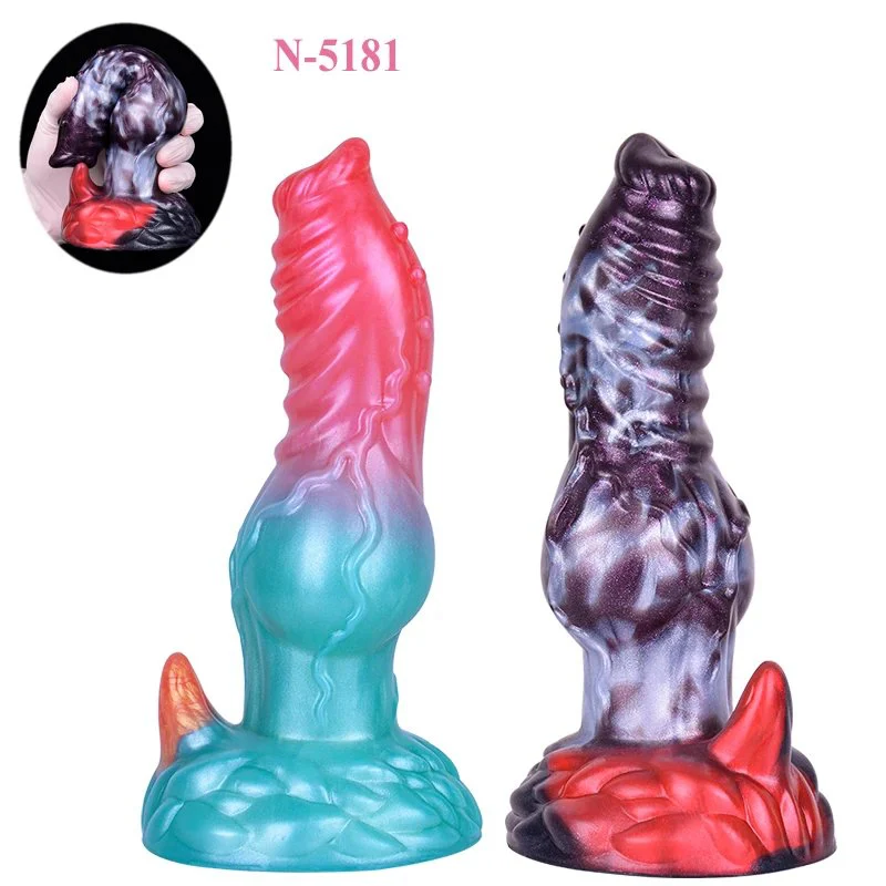 Monster Dildo Two Color Big Knot Dog Dildo Liquid Silicone Hand Free Dildo Anal Plugs Sex Toys for Adult Gay alien Cock