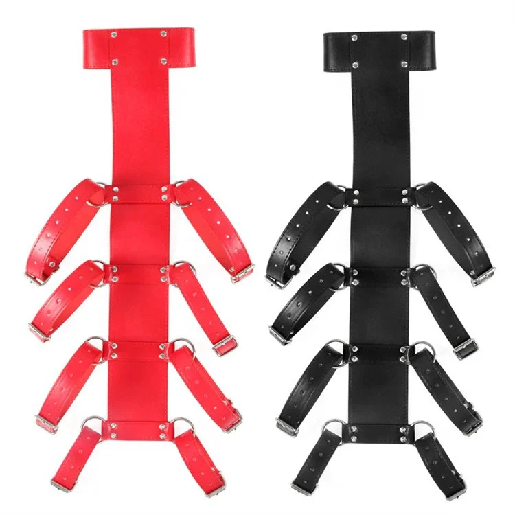 Bondage Set Erotic Sex Toys PU Leather Adjustable Back Hand Collar Handcuffs Female