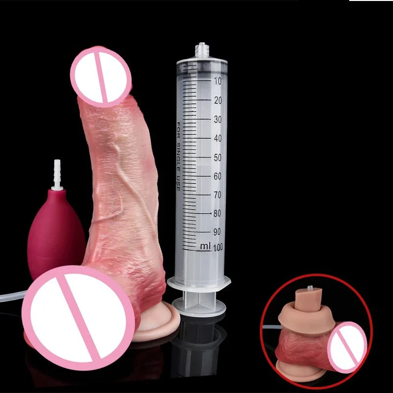 Simulated Suction Cup Water-Jet Penis Made of Liquid Silicone Rubber Designed for Women Can Adhere to the Body