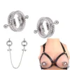 Wearable Nipple Clamps with Bondage Leather Sex Leather Breast Restraints,Leather Harness with Nipple Clamp Bondage Set