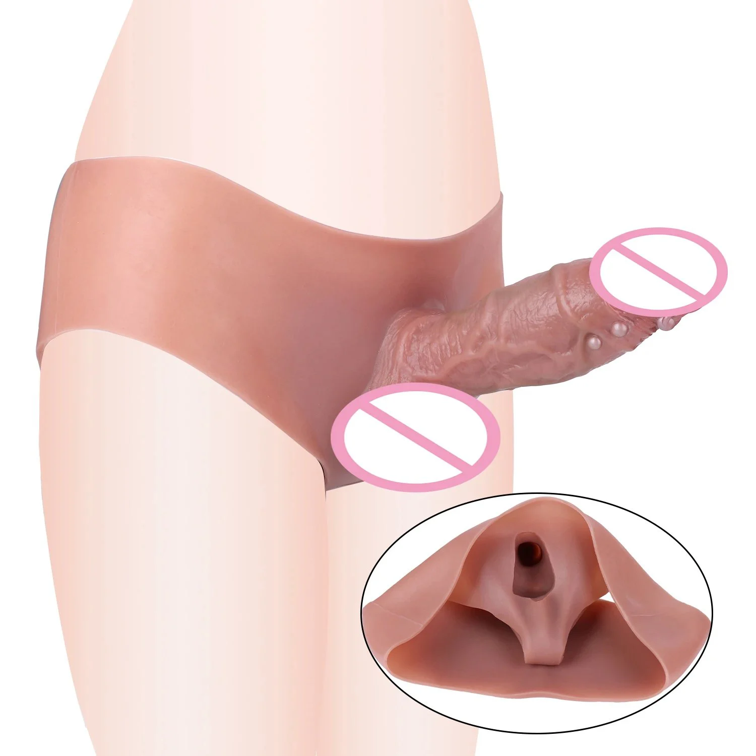 Male Wearable Dildo Leather Pants Safe Silicone Material Hollow Design Effective Penis Enlargement