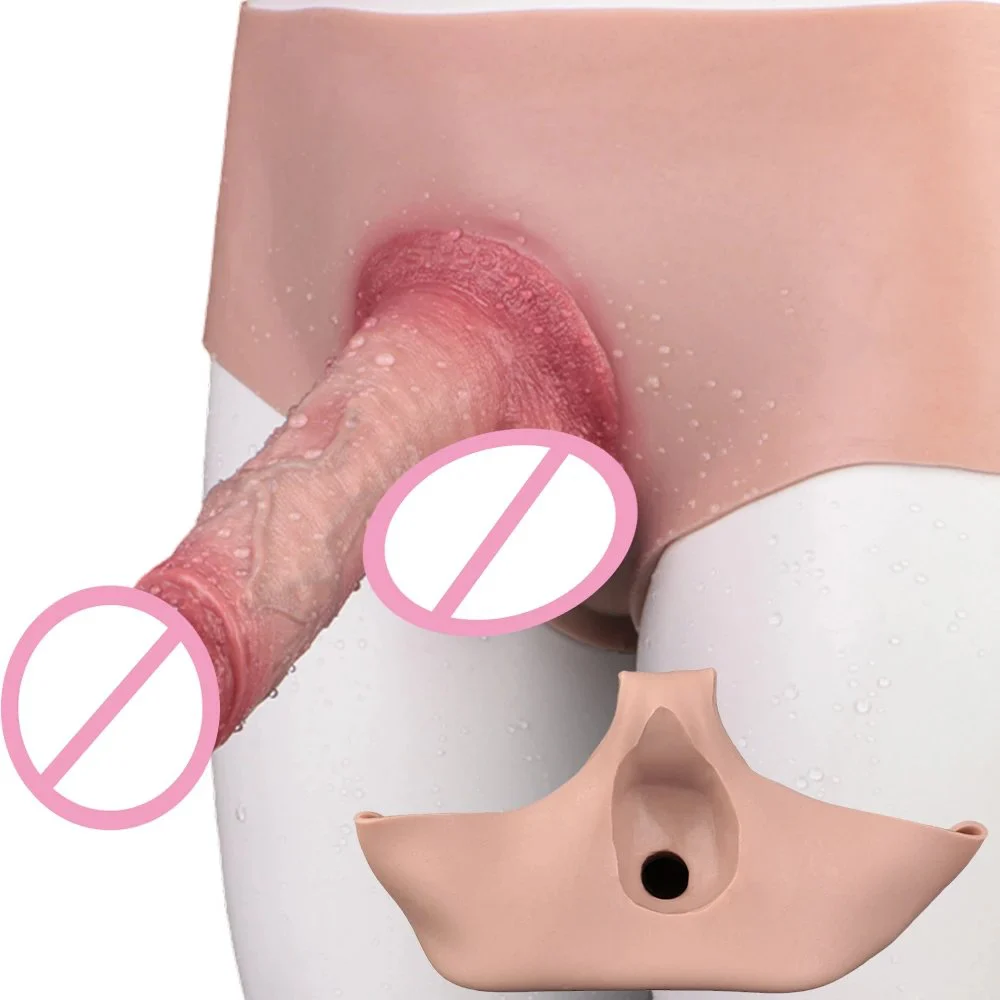 Hollow Realistic Dildo Extender Wearable Pants with Silicone Mid-Waist Pants Wearable Strap-On Toy for Men
