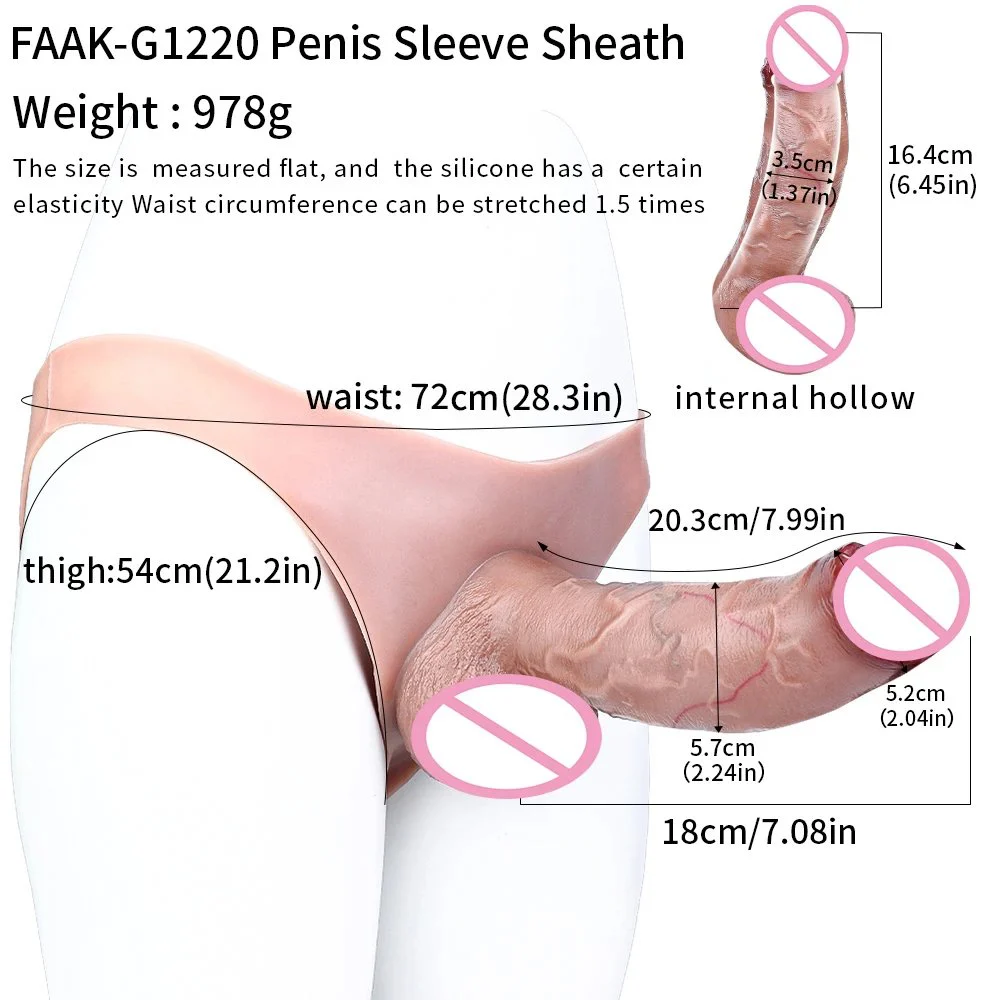 Hollow Soft Silicone Penis Sleeve Wearable Sex Dildo Pants Realistic Penis Enlargement Adult Sex Toys