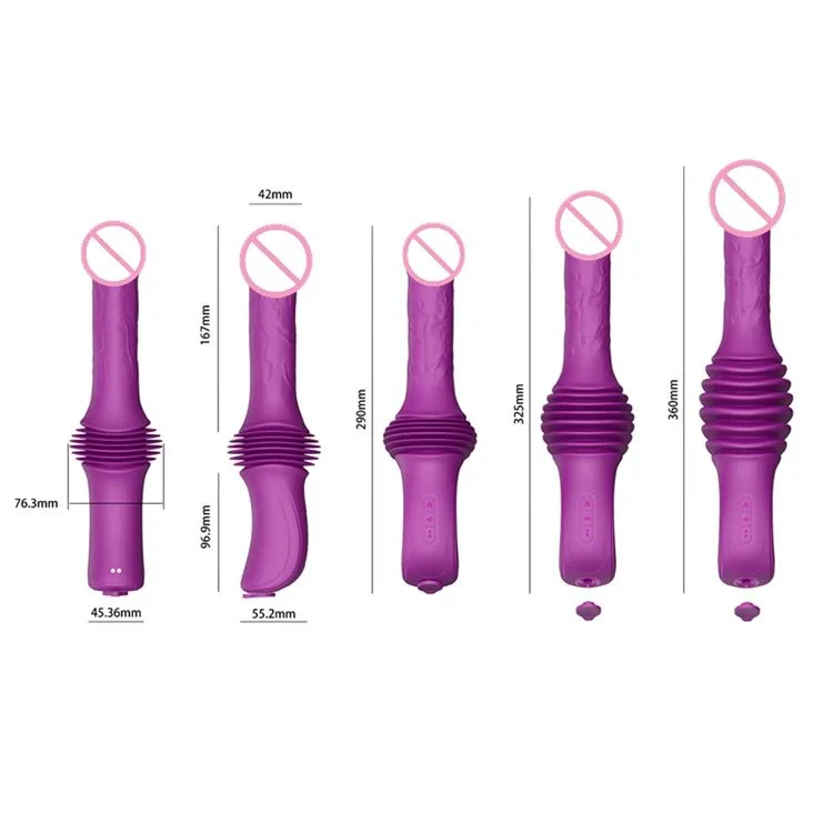 Mini Hands Free Silicone Sex Machine Heating Thrusting Dildo Vibrator Female Masturbator