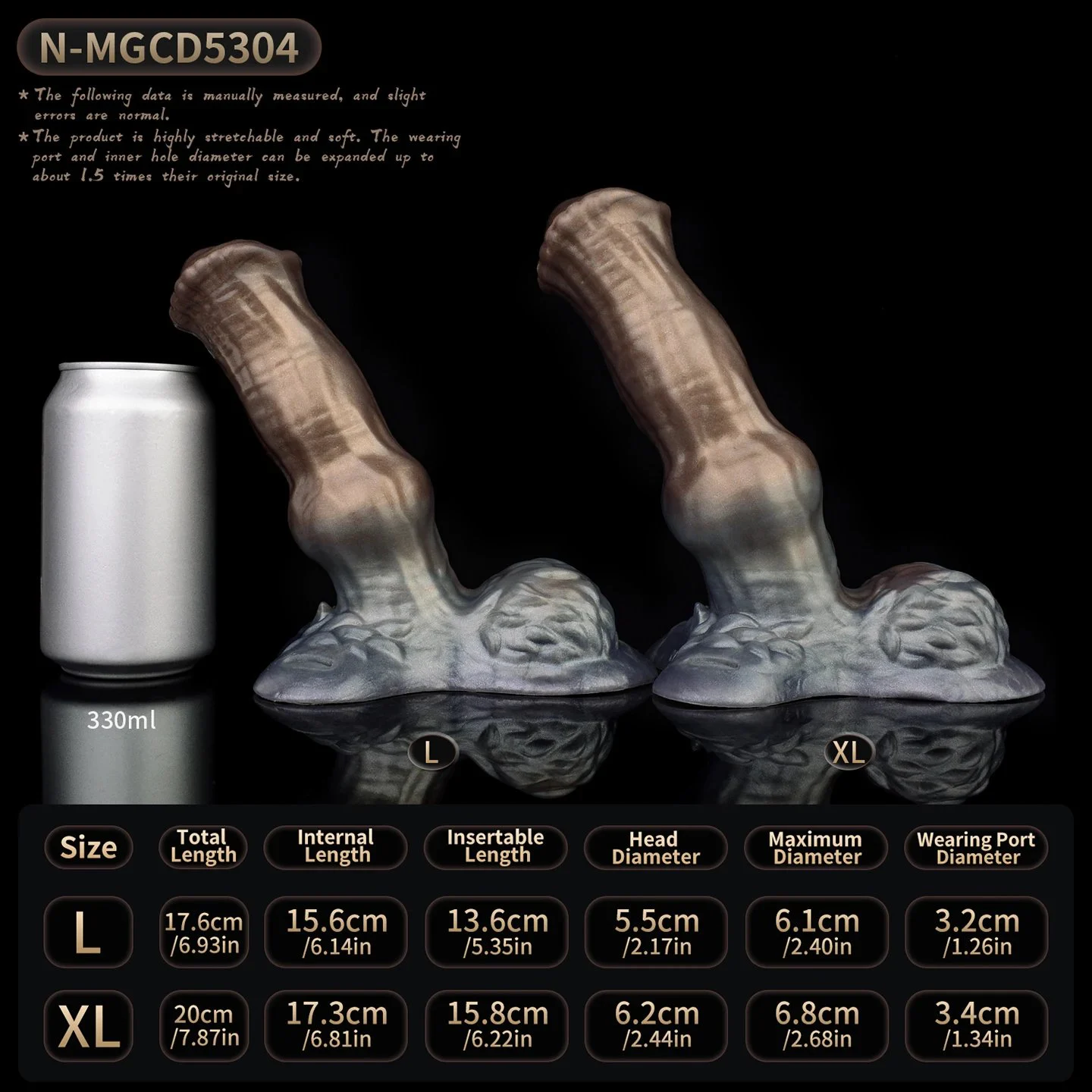 Dog-strap Design Penis Sleeve Closed-end Tip for Enhancement and Extension, Medical-grade Silicone for 18+
