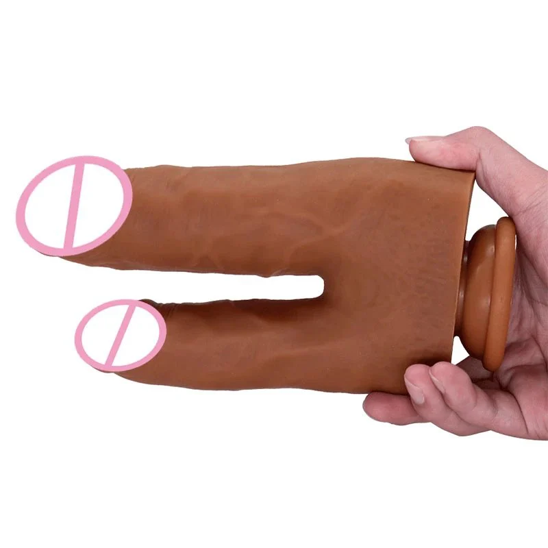 Silicone Realistic Huge Thin Penis Big Dildo U Shaped Double Head Penetration Dong Dildo for Lesbian Women Sex Toys