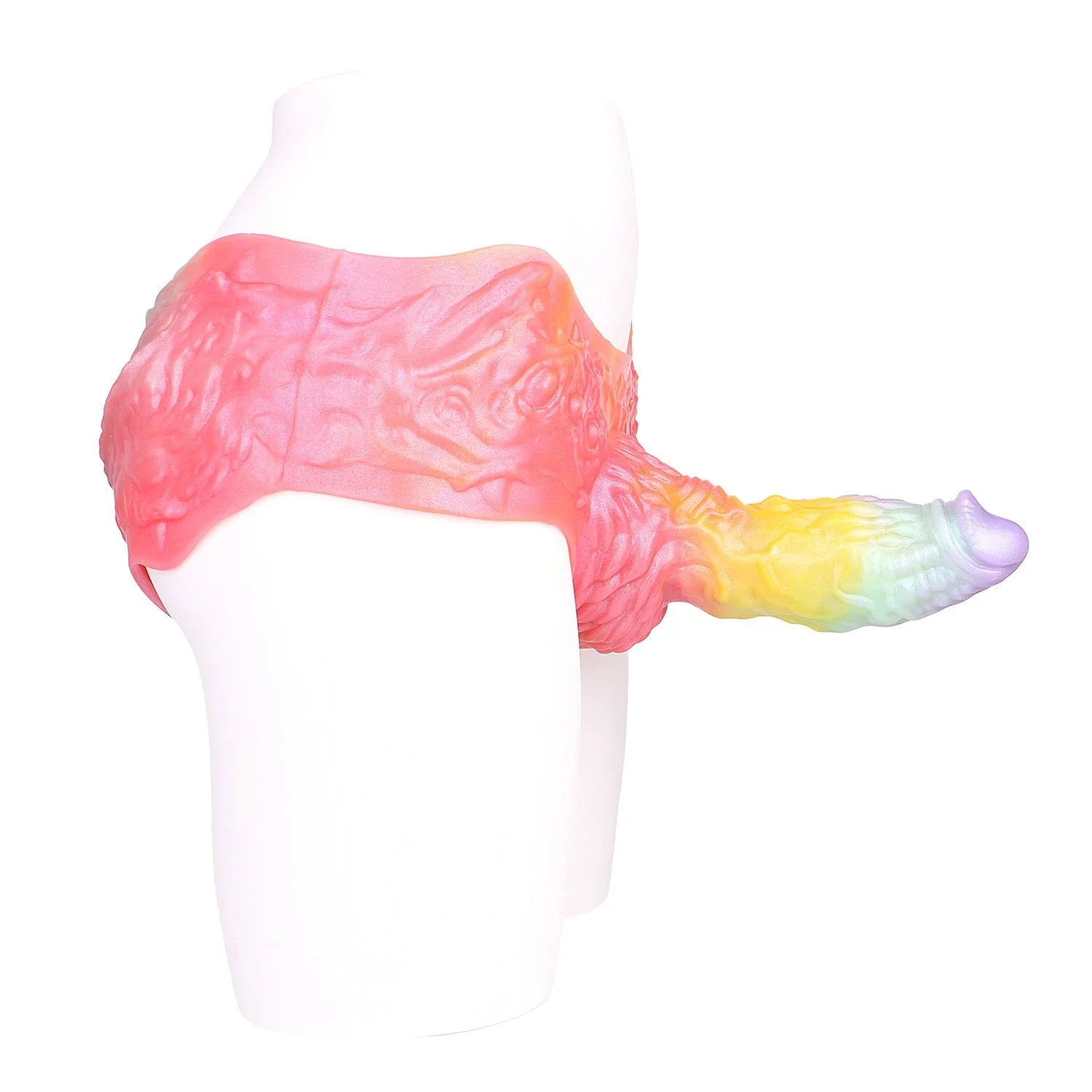 Colorful Flames Illusionary Rainbow Wearable Hollow Penis Sleeve for Effective Penis Enlargement Silicone Sex Toy