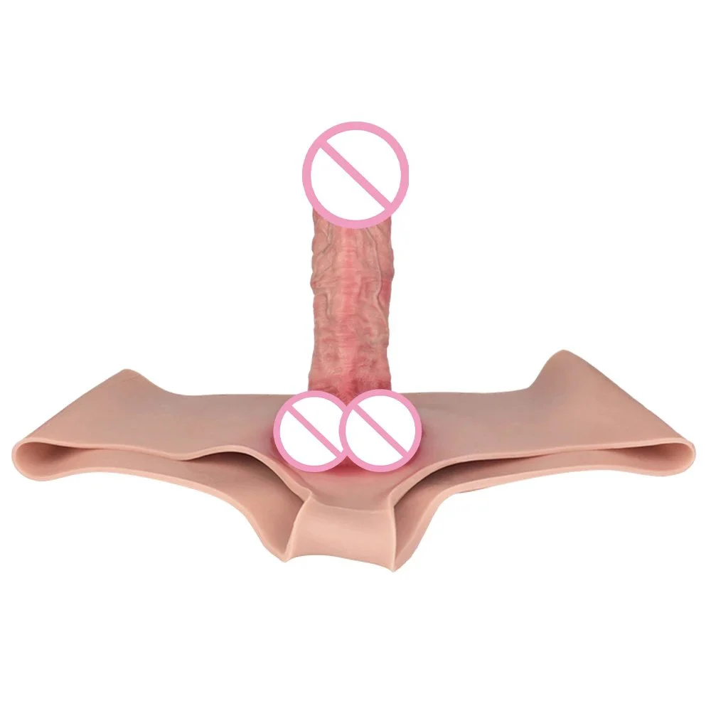 Hollow Realistic Dildo Extender Wearable Pants with Silicone Mid-Waist Pants Wearable Strap-On Toy for Men