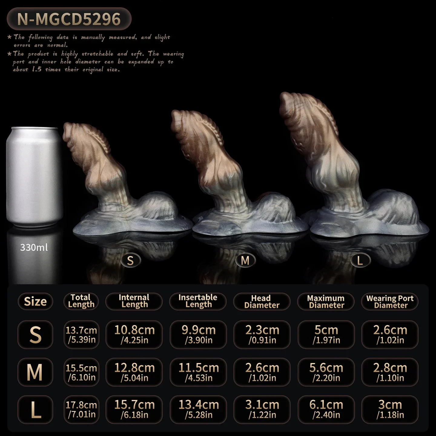 Wearable Male Penis Extender Mocha Brown Silicone Penis Sleeve Available in Three Sizes, Suitable for Ages 18+
