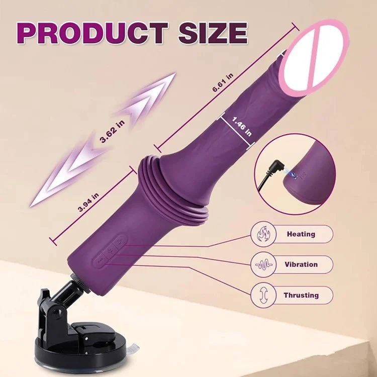 Mini Hands Free Silicone Sex Machine Heating Thrusting Dildo Vibrator Female Masturbator