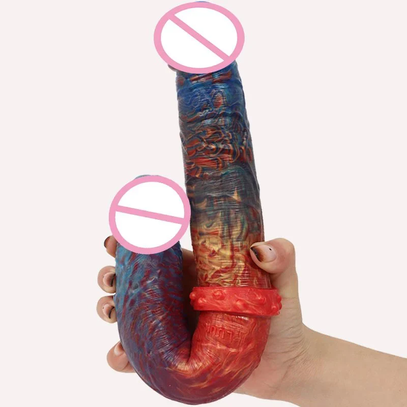 Novelty Design 36cm Rubber Rod Huge Size Streamer Color Penis Dildo Sex Device Adults Game Machine