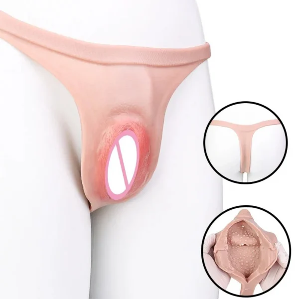 Medical-grade Silicone Female-simulated Vaginal Wearable Thong Panties Suitable As Role-play Toys for Asexual Individuals