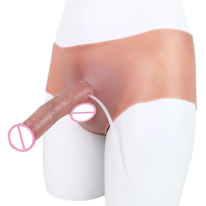 New Spray Dildo Leather Pants Set for Adult Erotic Toys, Soft Silicone Material Three with Optional Leather Pants
