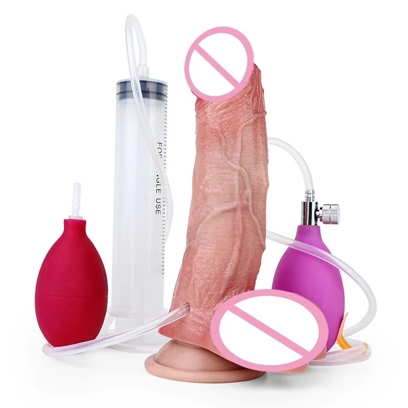 Soft Silicone Inflatable Ejaculation Dildo Artificial Spray Dildo Penis Massage Vagina Simulation Sex Dildo Toy