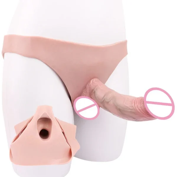 Ultra Silicone Hollow Dildo Strap on Dildo Pants Soft Penis Sleeve Dick Extender for Men Delay Ejaculation Adult Sex Toys