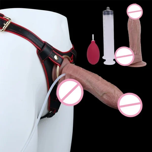 Dual-Layer Density Squirting Dildo With Sucker Unisex Adult Toy Real Skin Texture Penis Anal Vaginal Plug G-Spot Stimulator