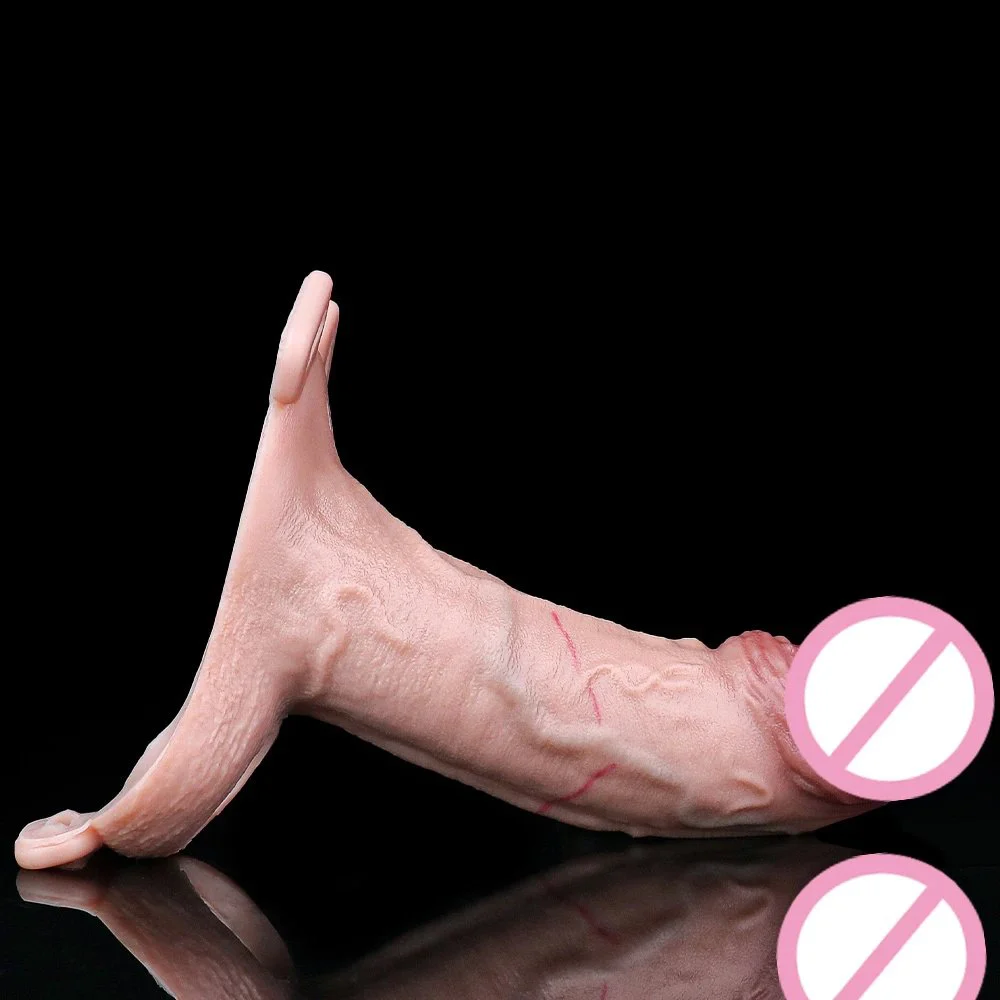 Realistic Strap-On Dildo Extender Soft Silicone Wearable Toy for Couples & Transgender Use
