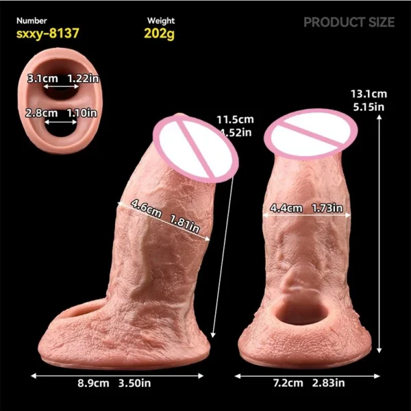 Silicone Open-ended Penis Sleeve Cock Enlagers Reusable Lifelike Penis Enlargement Thickening Sex Toys for Men