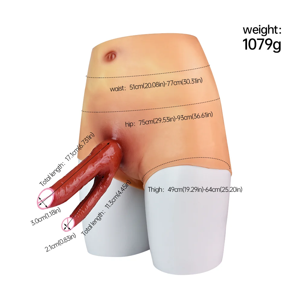 Wearable Double-headed Realistic Dildo Skin Touch Strap on Dildo Anal Plug Dildo Leather Pants Stretchy Sex Toy for Lesbian