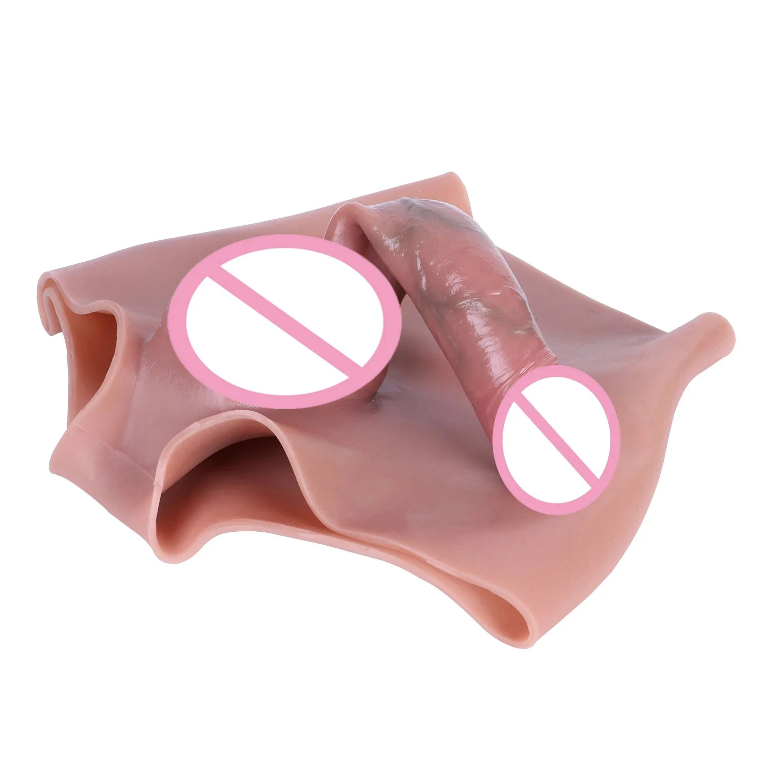 Realistic Dildo Sex Toy Simulation Penis Werable Pants Real Skin Feeling Realistic Silicone Sleeve Hollow Dildo Pants
