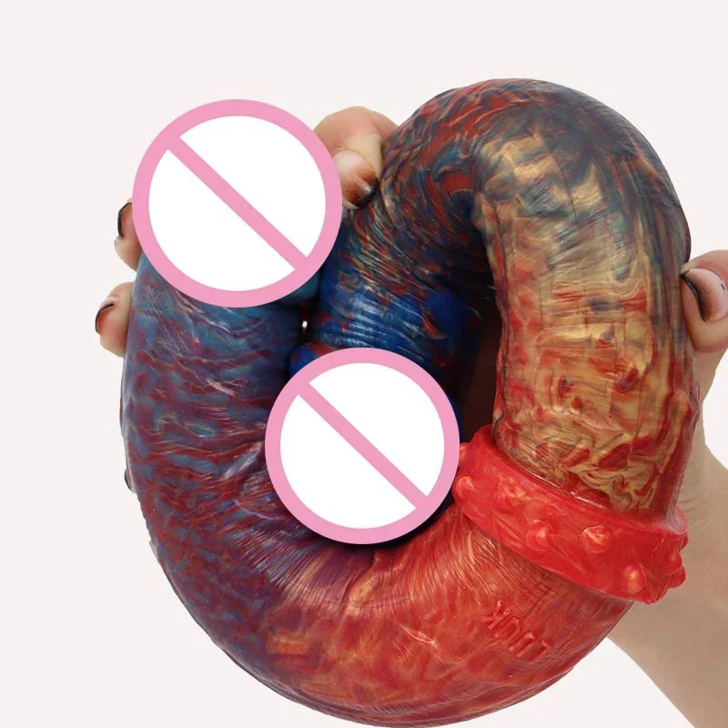 Novelty Design 36cm Rubber Rod Huge Size Streamer Color Penis Dildo Sex Device Adults Game Machine