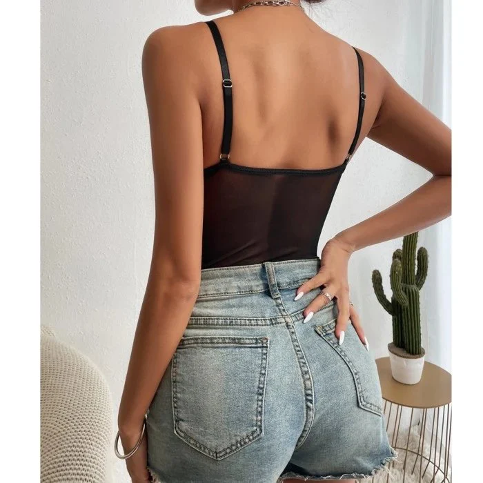 Girls See Through Transparent Sexy Underwear Black Floral Lace Teddy Suspender Corset Bodysuit Sexy Lingerie for Women