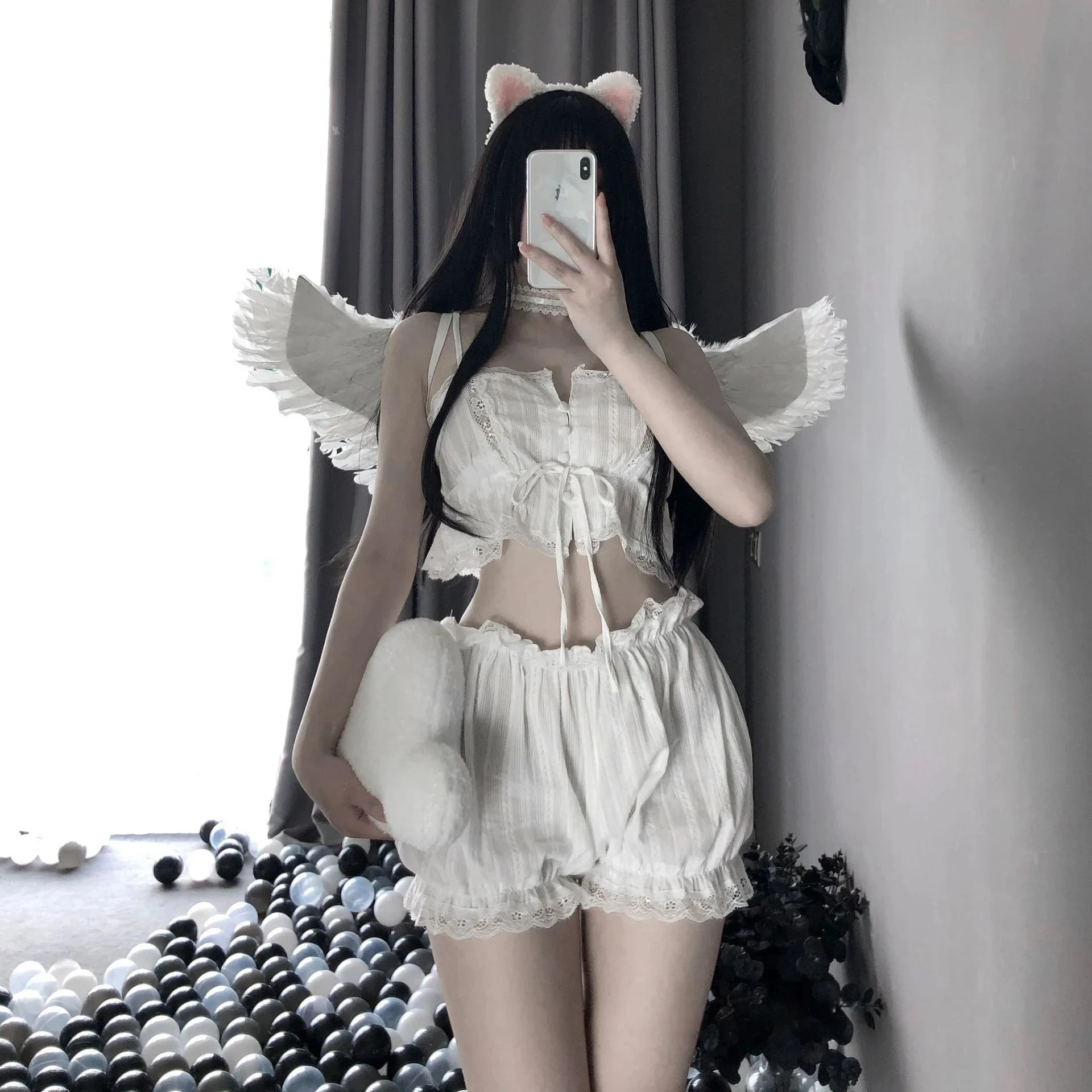 Aesthetic French Court Retro Sexy Lingerie Lace Private Photo Sleepwear Intimate Lingerie Set