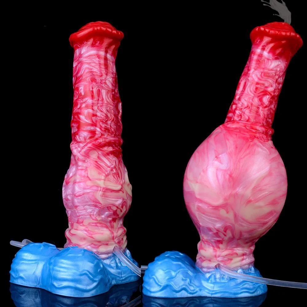 New Flame Style Inflatable and Squirting Dildo with Silicone Soft Skin Touching G-spot Stimulator Inflatable Cock for Adult
