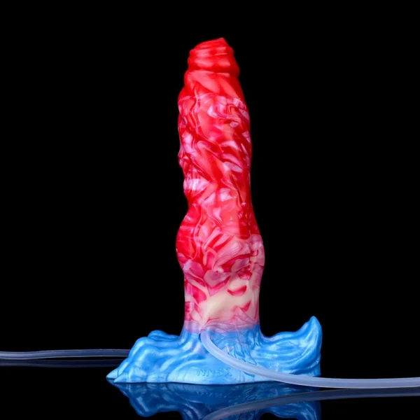 New Style Flame Color Inflatable Squirting Dildos with Suction Cup Air Bags for Women Men Gay Anal Games