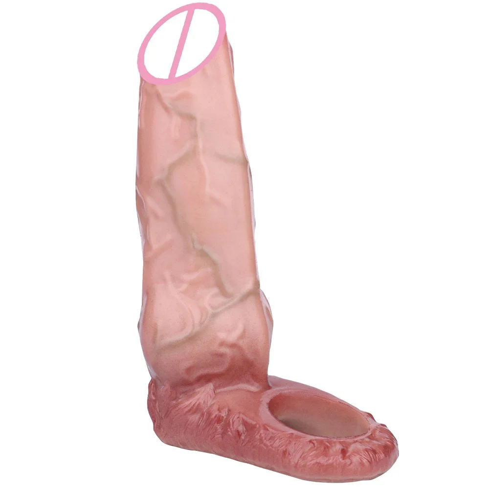 6inch Realistic Silicone Penis Sleeve Inner Wall Thread Design Penis Extension Sleeve Penis Enlargement Cock Sex Toy for Man