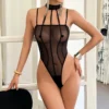 See-Through Sheer Lace Mesh Sexy Transparent Bodysuit Ladies Underwear Woman Sexy Exotic Lingerie Set