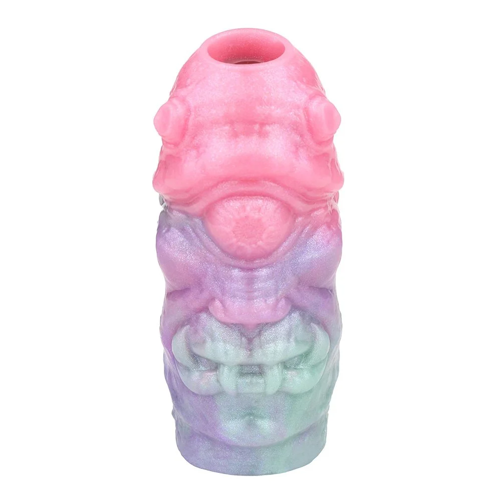 Alien Male Cock Sleeve Fantasy 3D Threaded Ultra-Light Skin-friendly Reusable Penis Enlargement Sleeve Adult Sex Toy