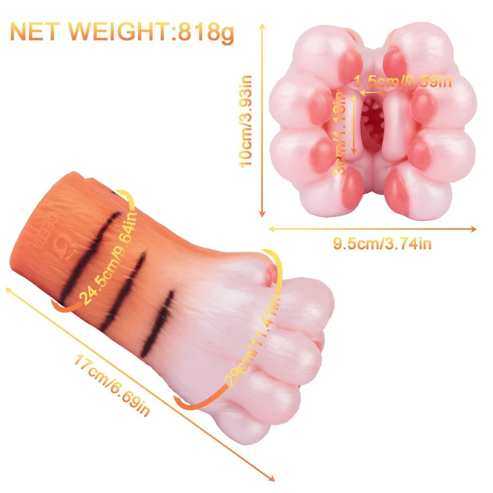 Animal Tiger Paw Fantasy Channel Silicone Male Masturbator Realistic Textured Pocket Pussy Stroker Adult SexToy